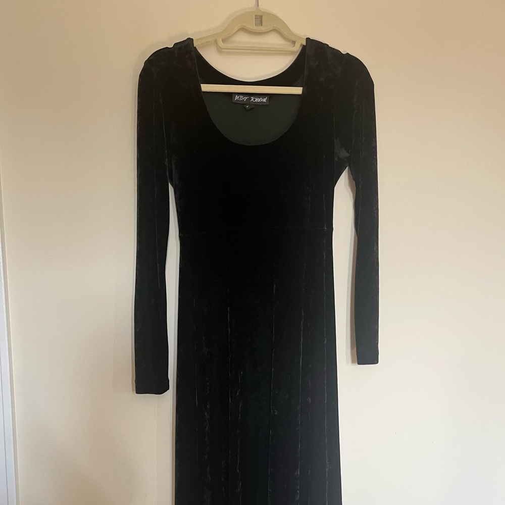 Vintage Betsey Johnson black velvet dress